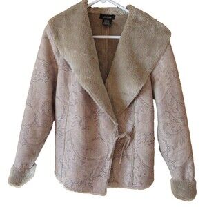 Eivissa Women's Faux Suede with Faux Fur Lining and Trim Size Medium EUC